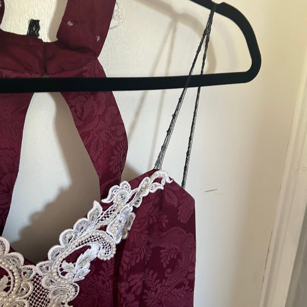 Vintage Roberta Mock-Neck Strapless Dress with Embroidered Collar - Size 9/10 - Picture 8 of 10